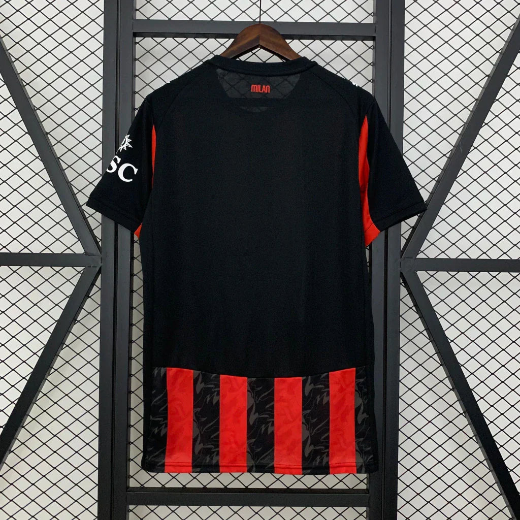 Camisa Milan I 25/26 - Torcedor - Masculino - Preta e Vermelha