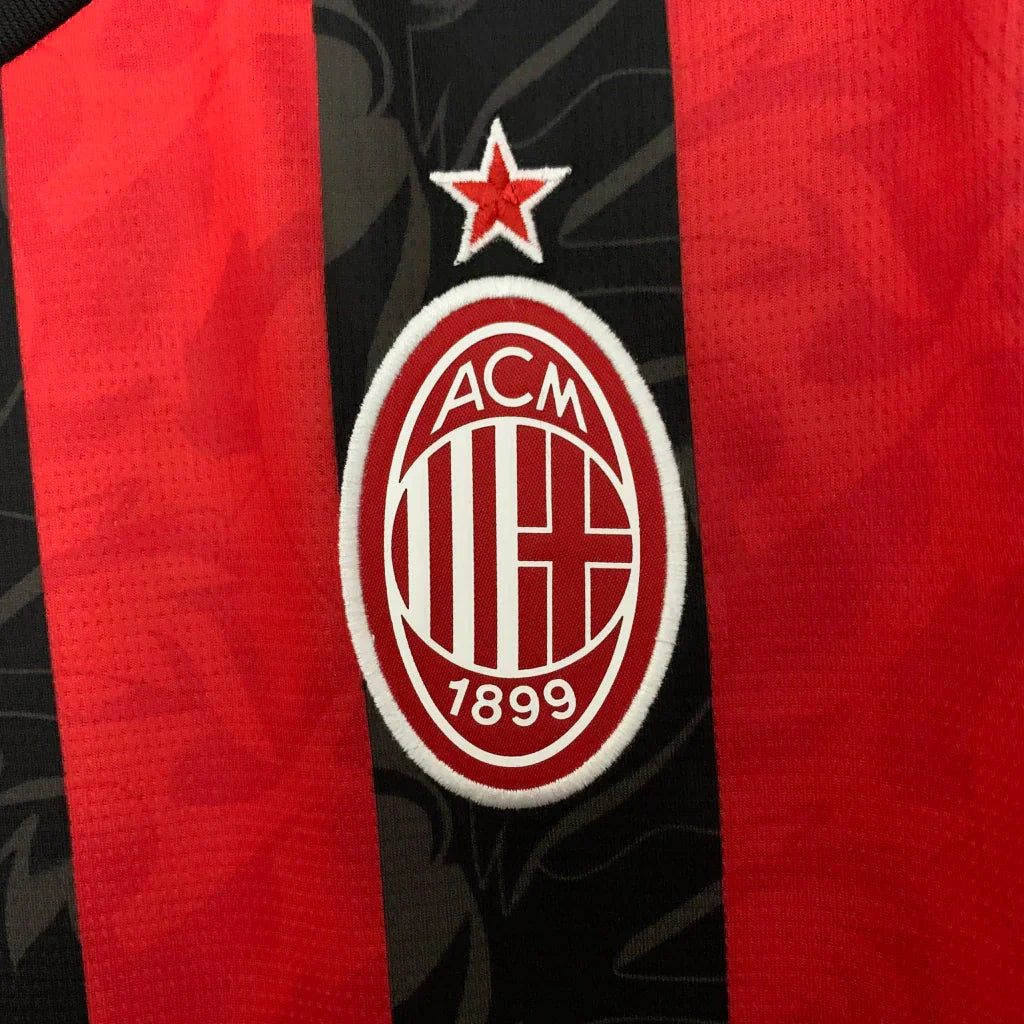 Camisa Milan I 25/26 - Torcedor - Masculino - Preta e Vermelha