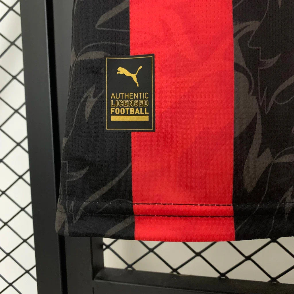 Camisa Milan I 25/26 - Torcedor - Masculino - Preta e Vermelha